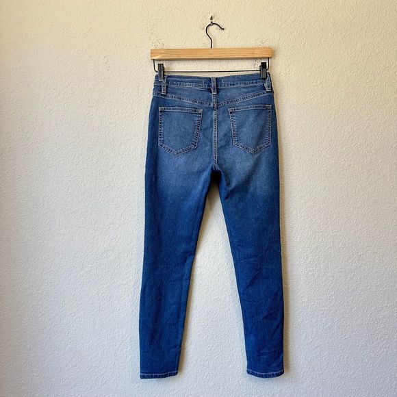 FREE PEOPLE Mid-Rise Distressed Skinny Jeans #61855-16515125 Blue - Picture 5 of 12
